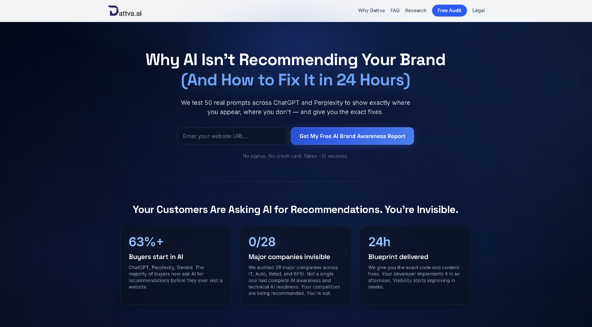 Dattva AI website homepage